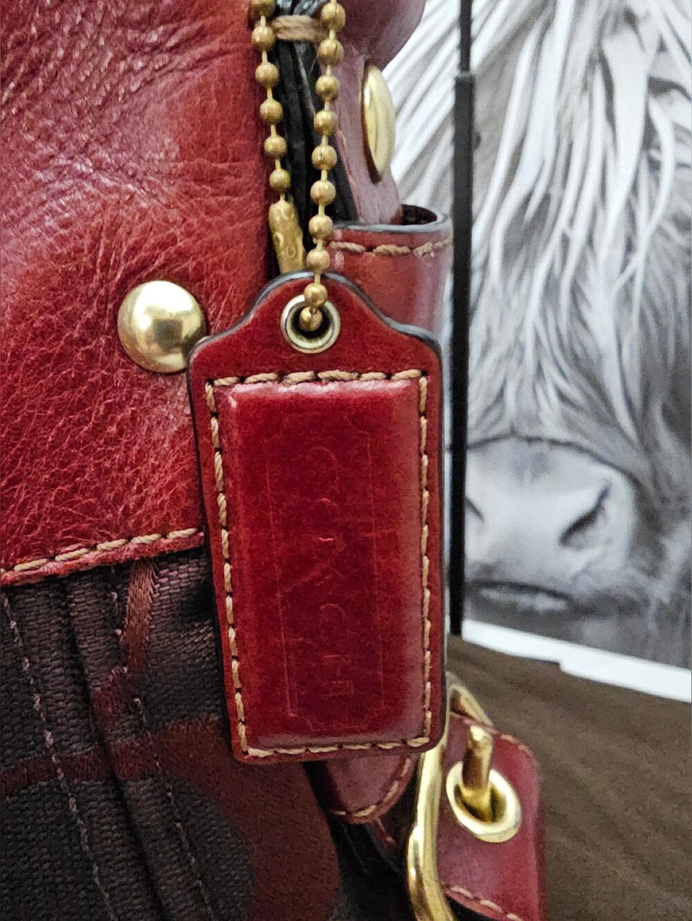 Coach 2008 Large Zoe Signature Hobo 12674 Burgundy Leather Jacquard - Picture 10 of 16